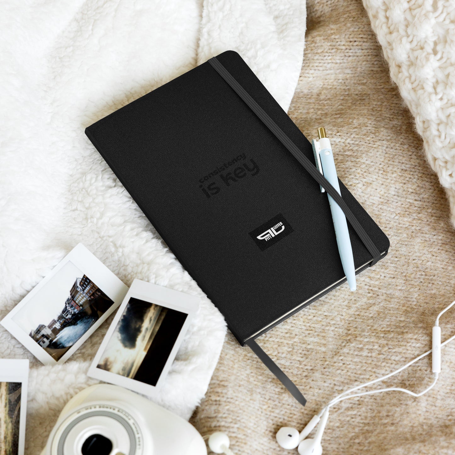 Hardcover bound notebook, by PL