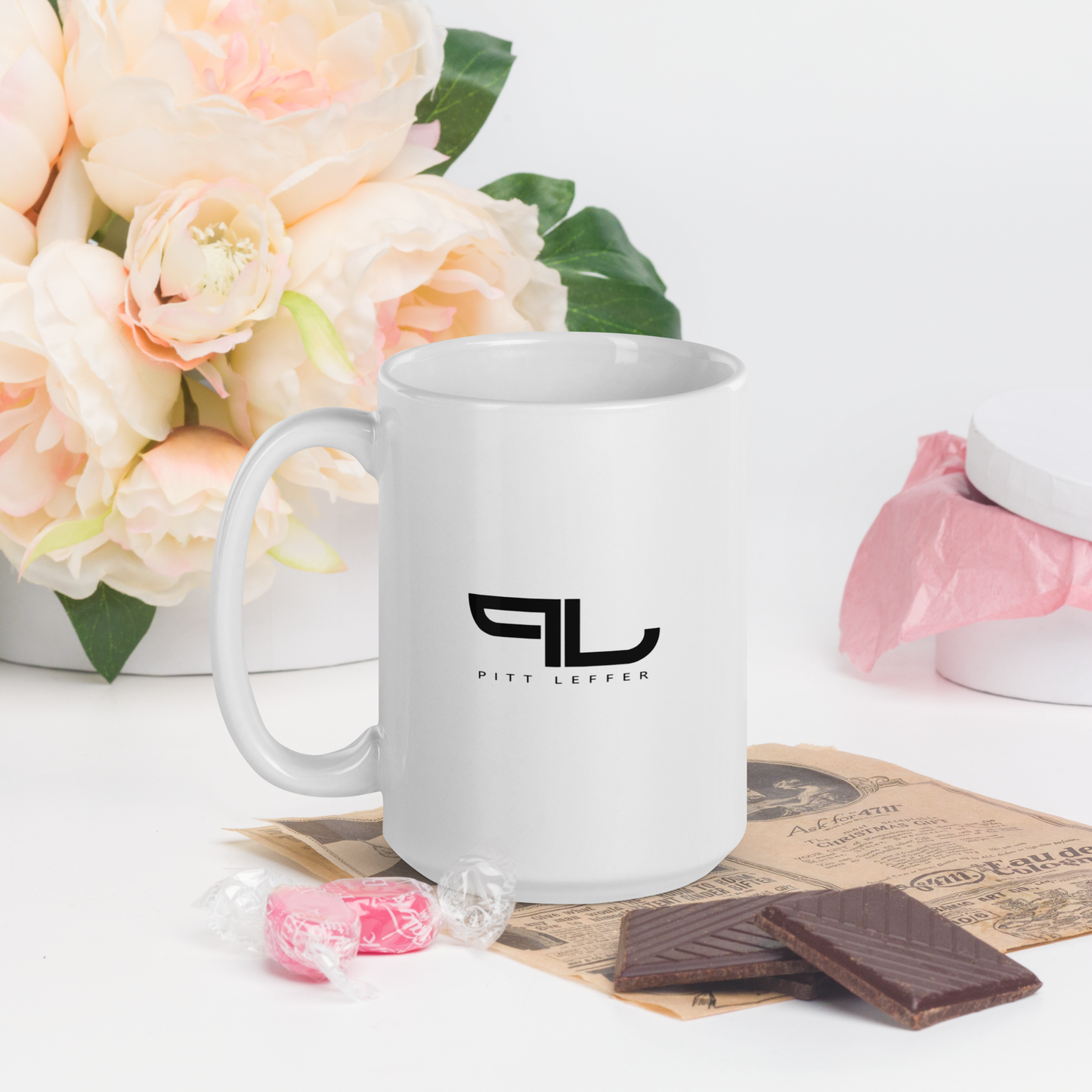 White glossy mug Black PL