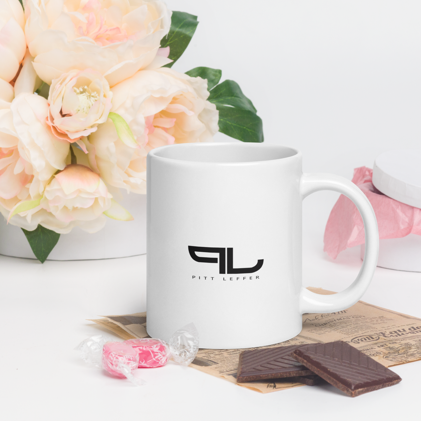 White glossy mug Black PL